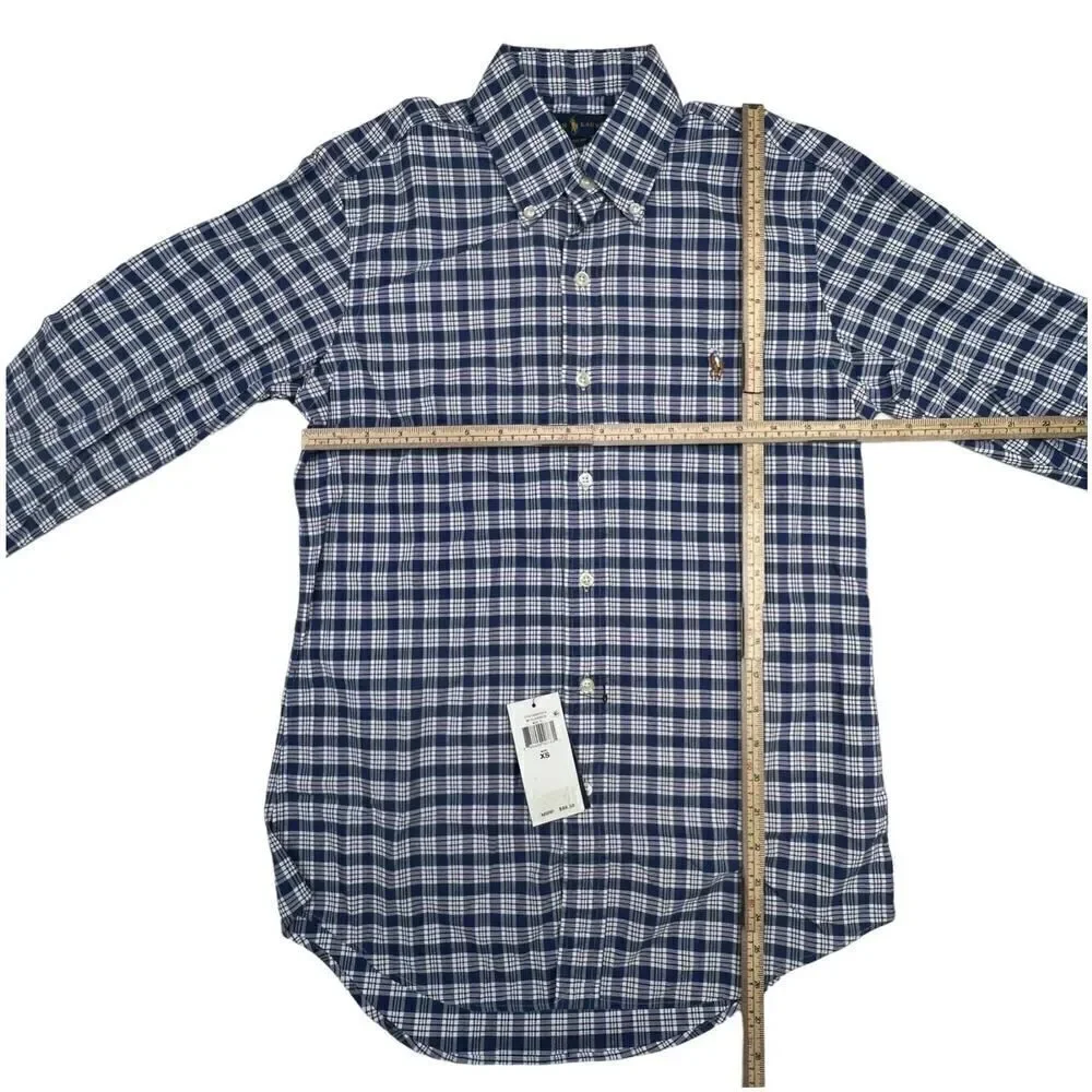 New POLO by Ralph Lauren Men Blue Plaid Shirt XS 100% Cotton | $89.50 - Picture 7 of 11